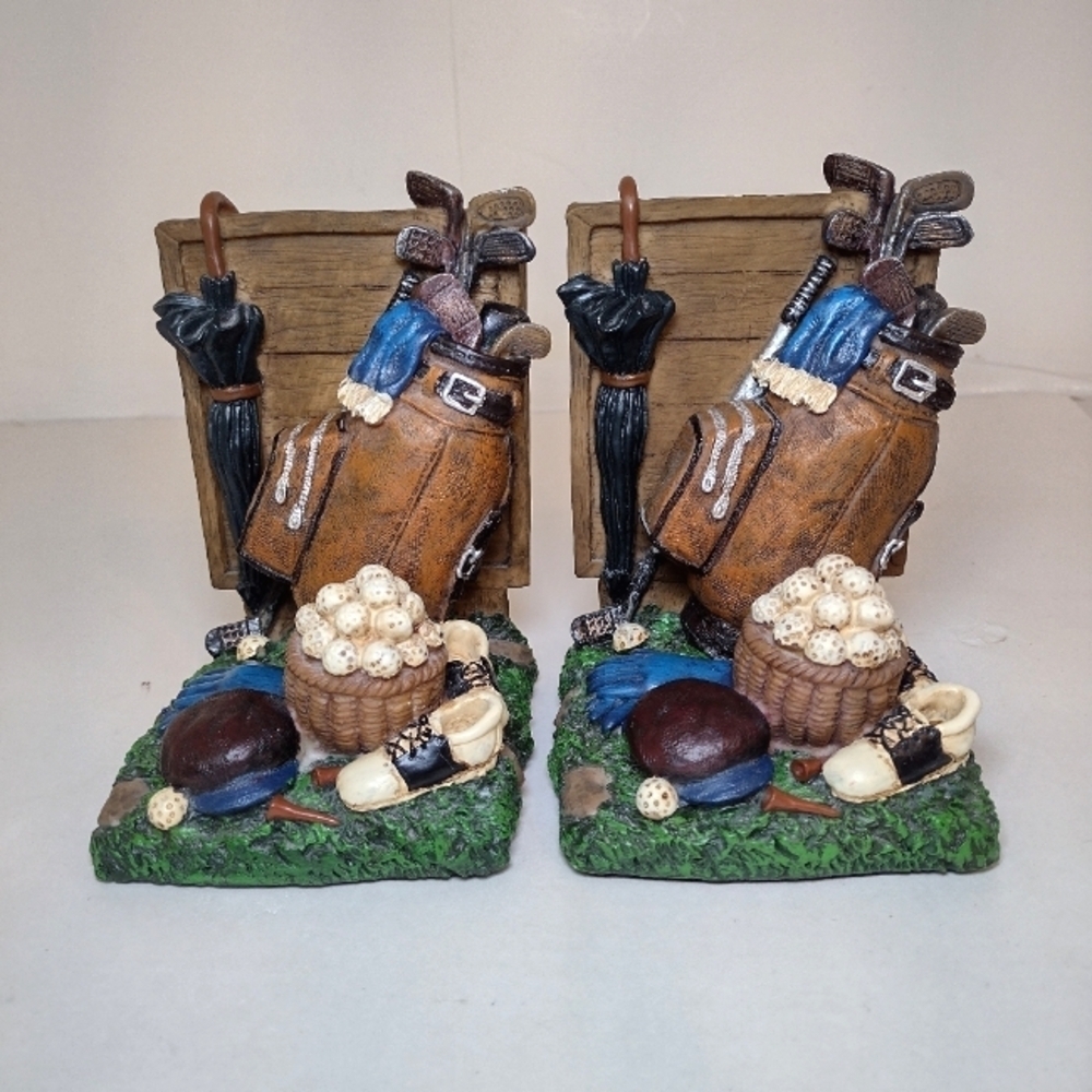 Vintage pair of Resin Golf bookends